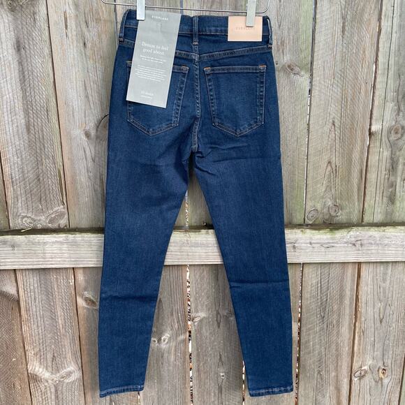 Everlane Jeans Ankle Mid-Rise Skinny Stretch Blue Denim Size 23 Sustainable NWT - Picture 2 of 9
